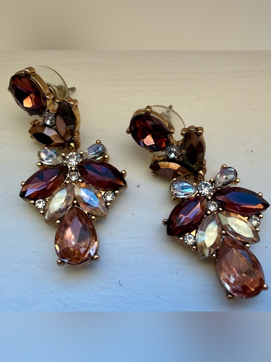Olive & Piper Jewelry - Olive & Piper Crystal Floral Drop Earrings - Pink, Purple & Burgundy